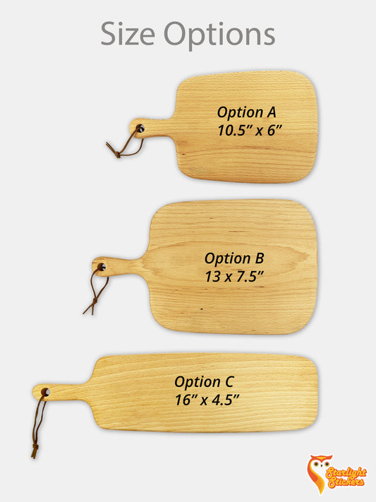 Size options: Option A 10.5 inches by 6 inches, Option B 13 inches by 7.5 inches, Option C 16 inches by 4.5 inches.
