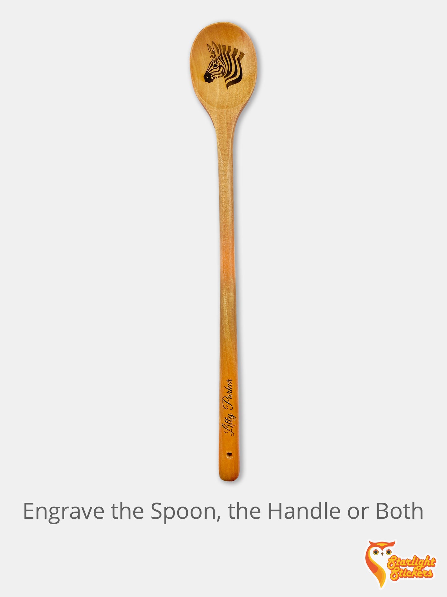 Engrave the spoon, the handle or both.