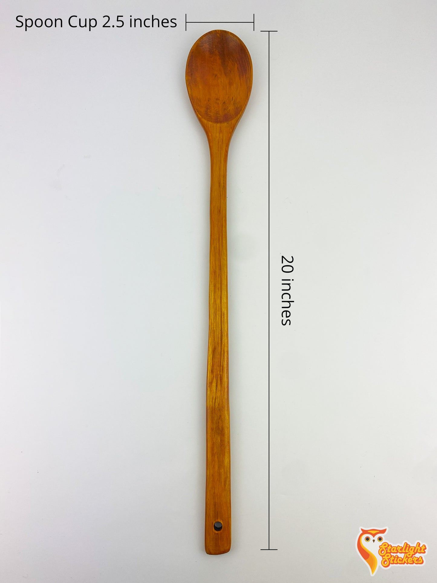 2.5 inches by 20 inches wooden spoon diagram