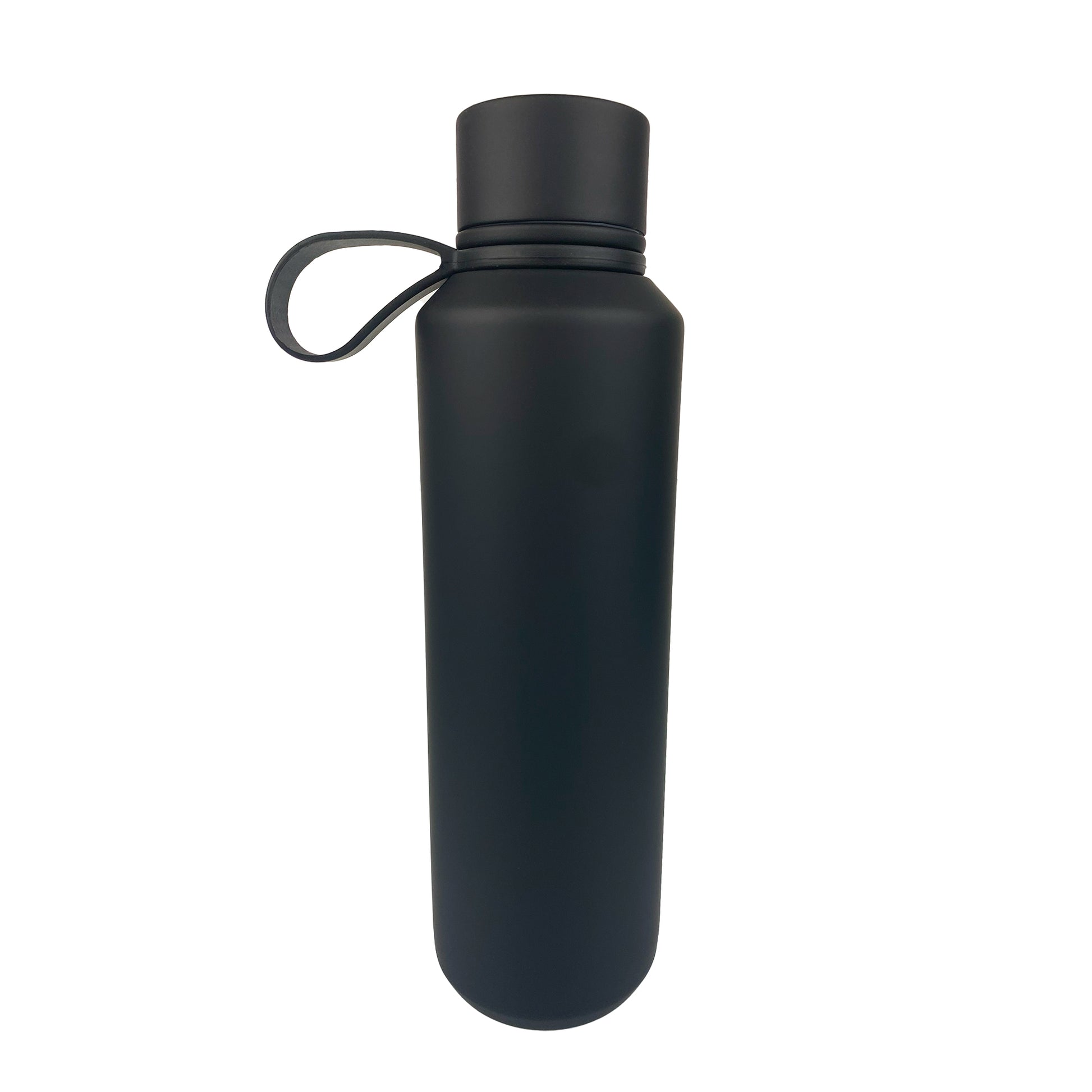 Black tumbler with a white background.