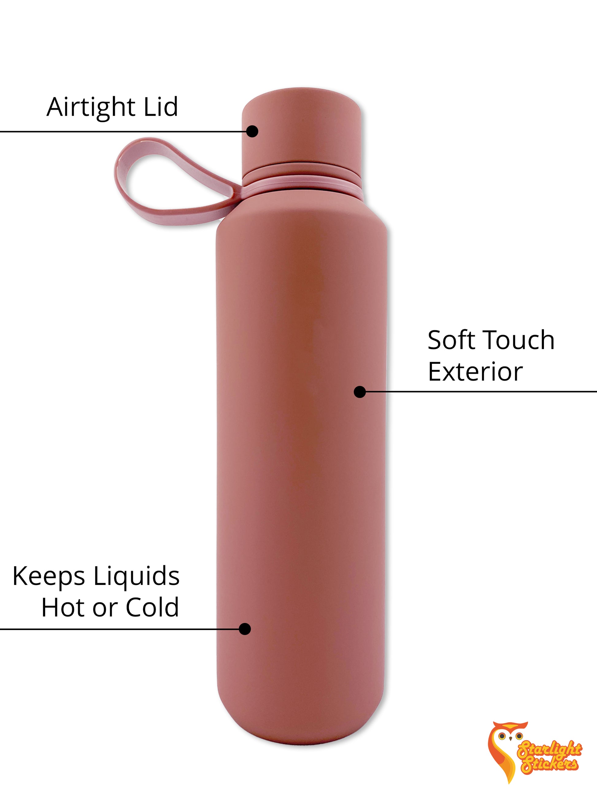 Tumbler features; Airtight lid, Soft touch exterior, Keeps liquids hot or cold.