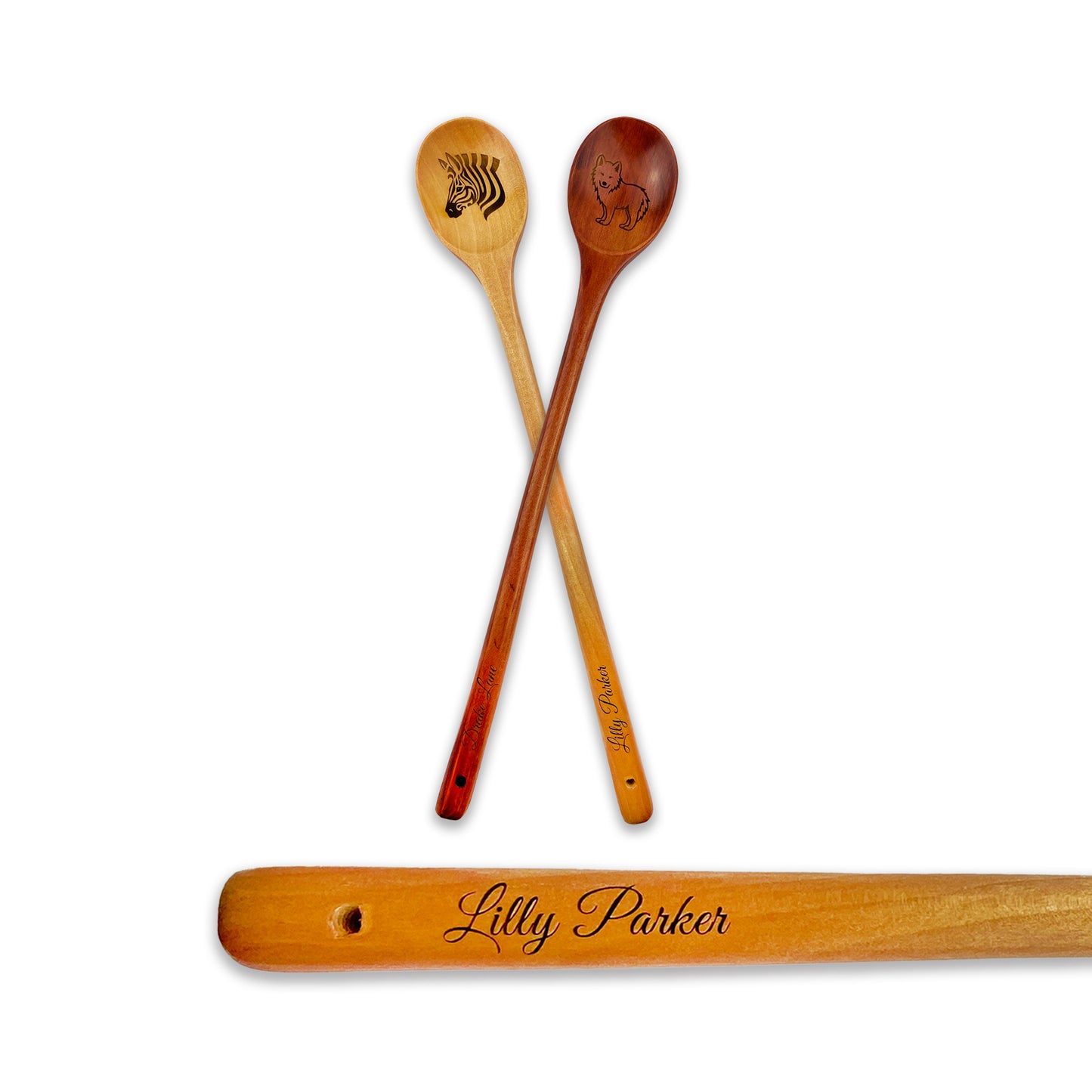 Custom Wooden Spoon, 13" Long, Laser Engraved - Dark or Light Wood
