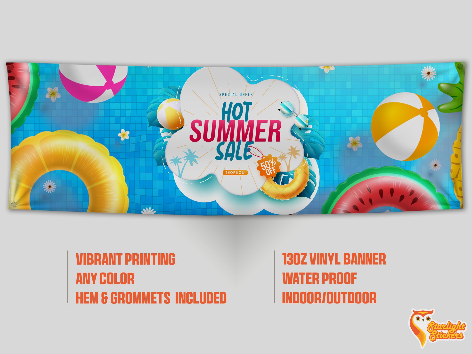 Banner mockup, featuring a summer sale promo banner.