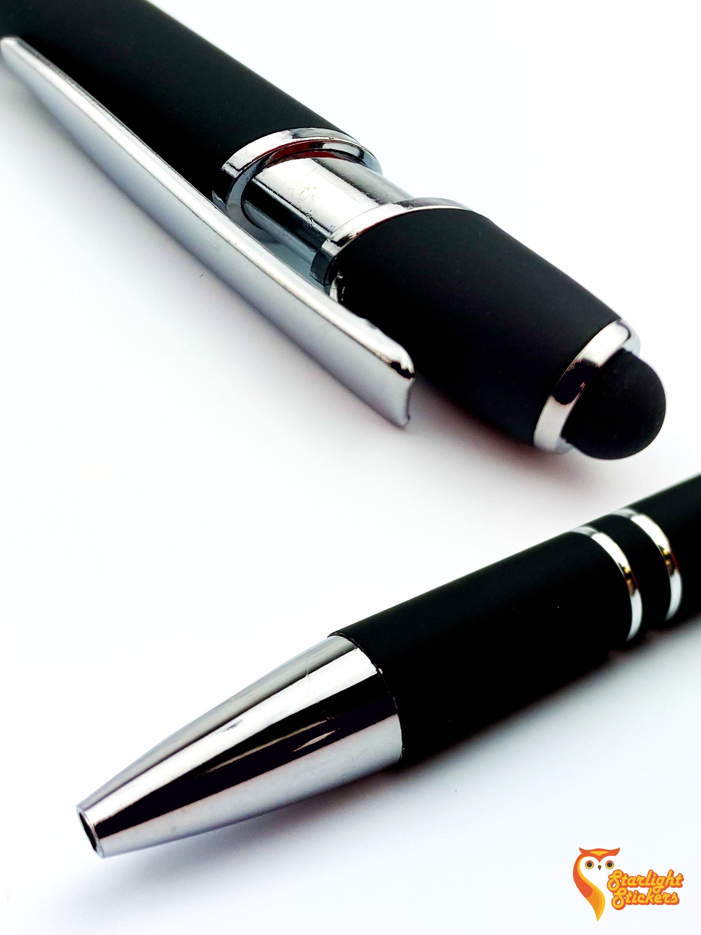 Black pen close up of stylus and pen tip