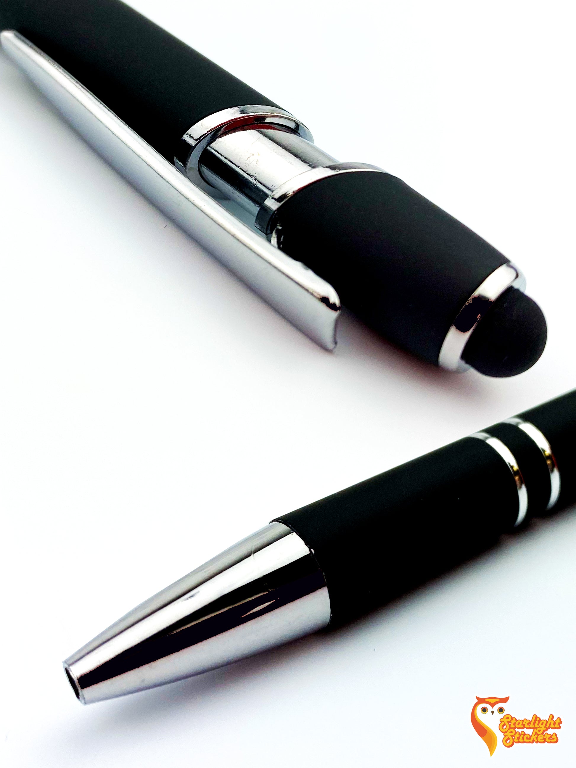Black pen close up of stylus and pen tip
