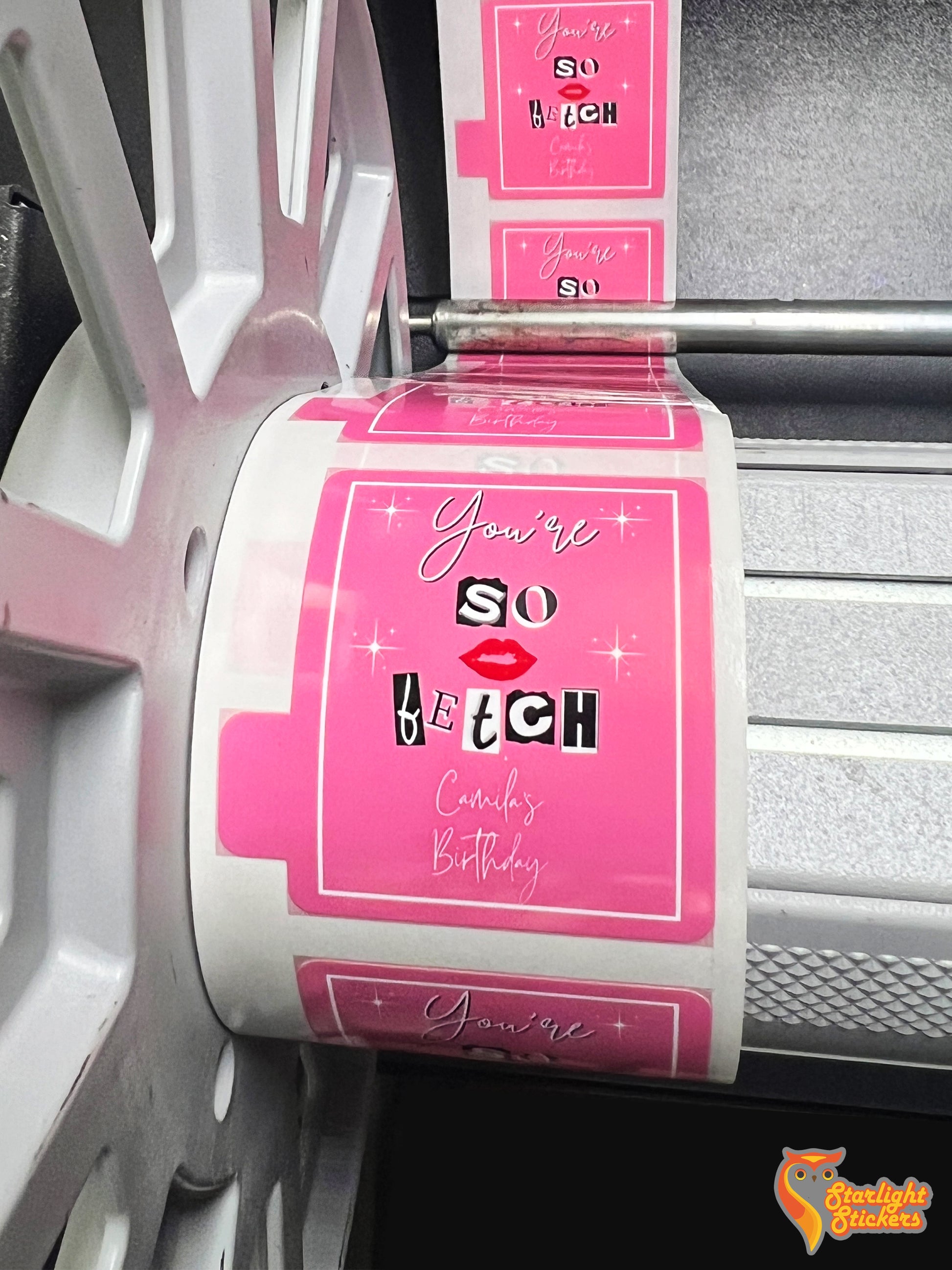 Pink Chapstick labels for a birthday party.