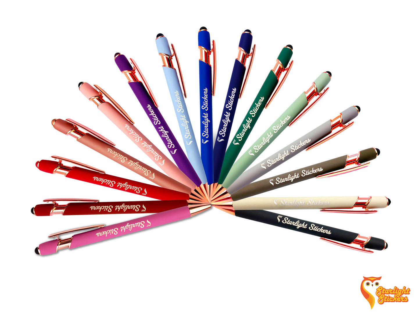 Rose Gold Laser Engraved Custom Pens with Stylus