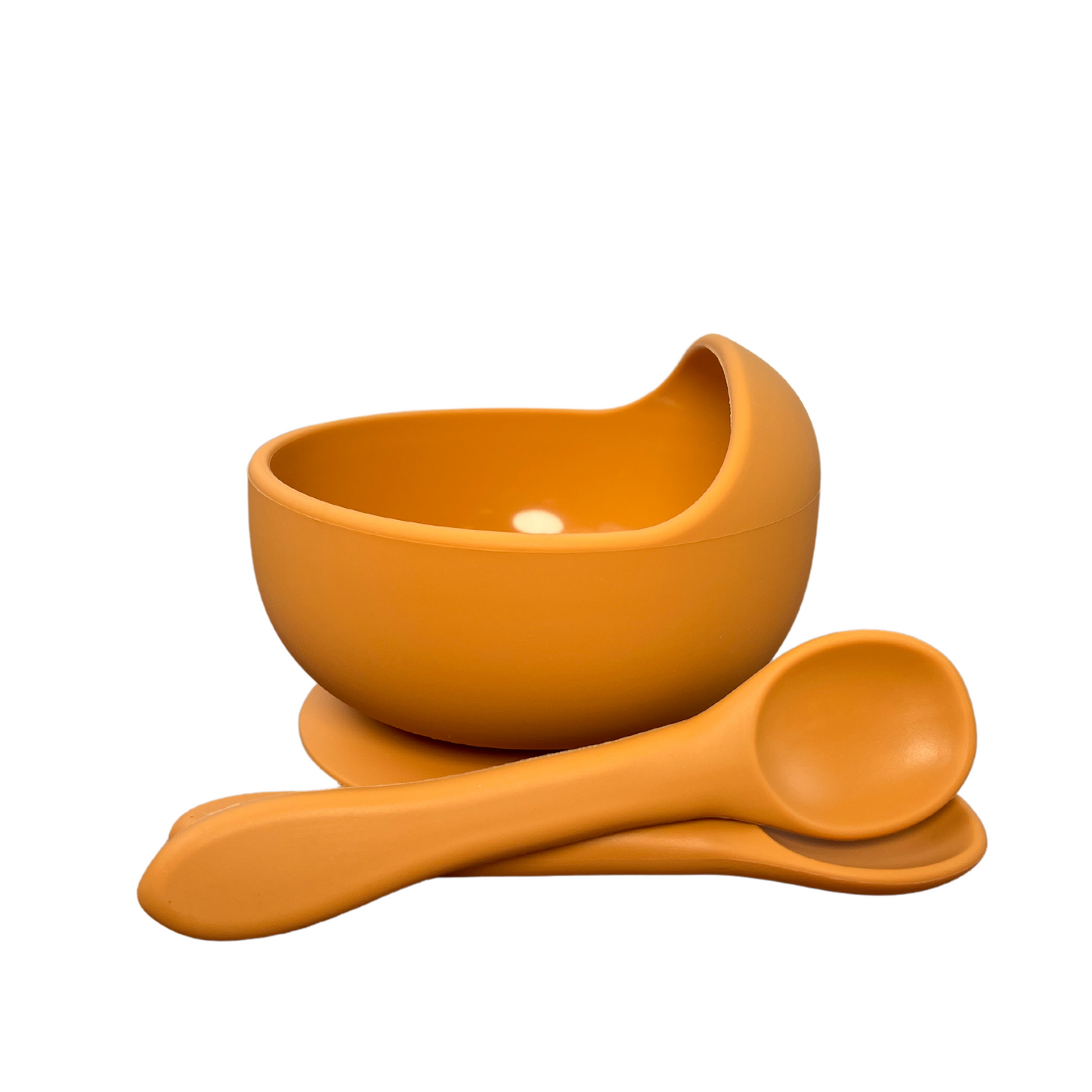 Orange bowl set on a white background.
