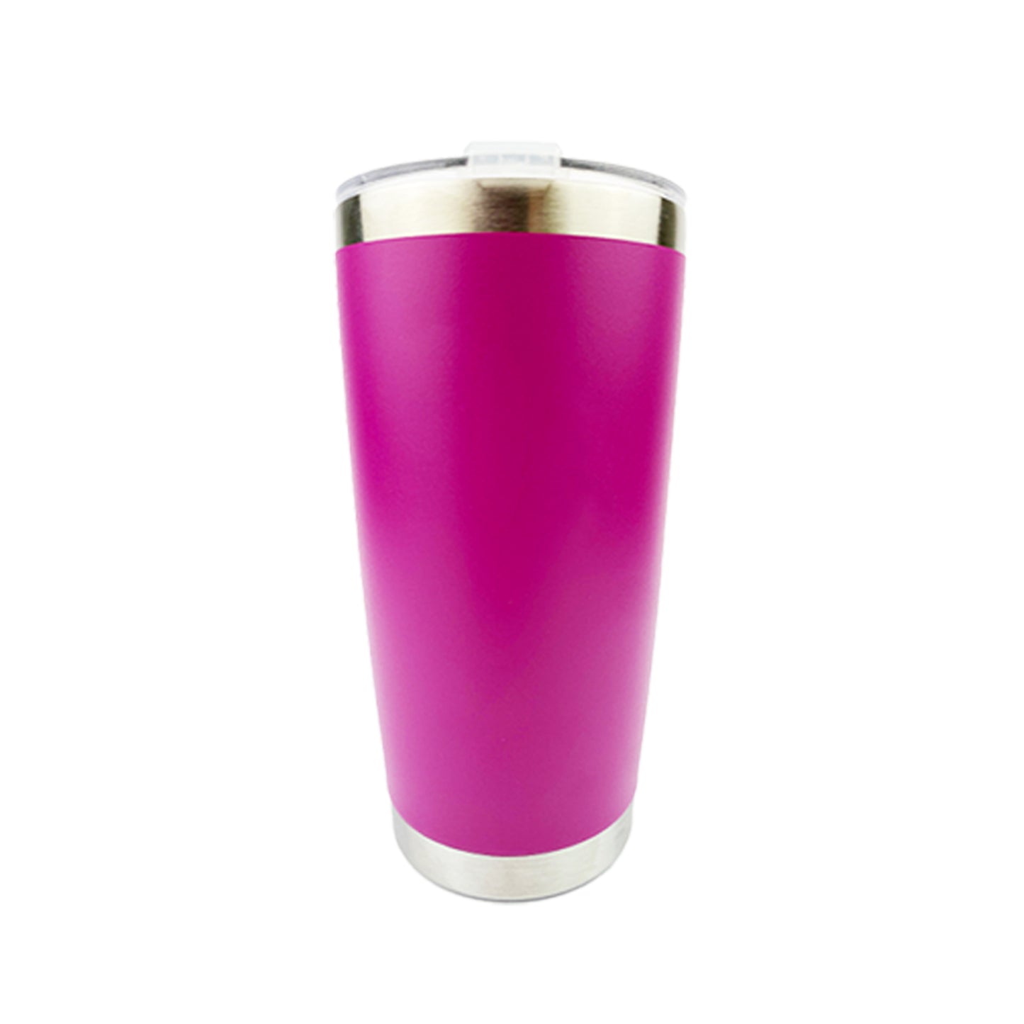 Fuchsia tumbler with white background.
