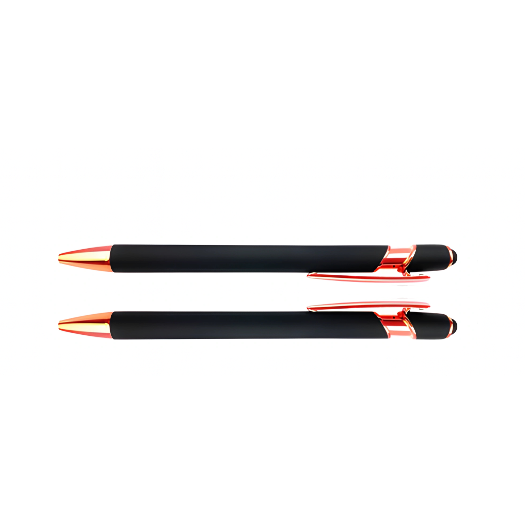Black customizable pen, front and back design view