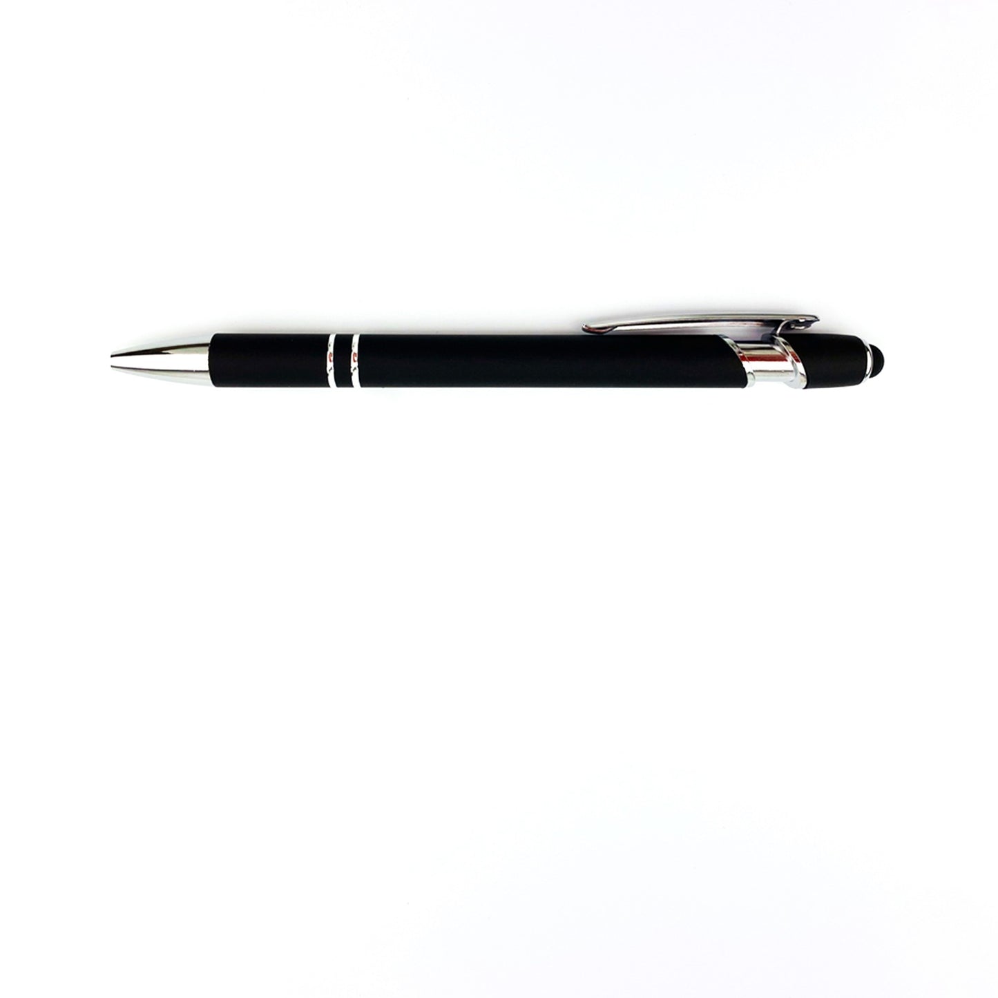 Black pen with silver accents on a white background for single sided engraving