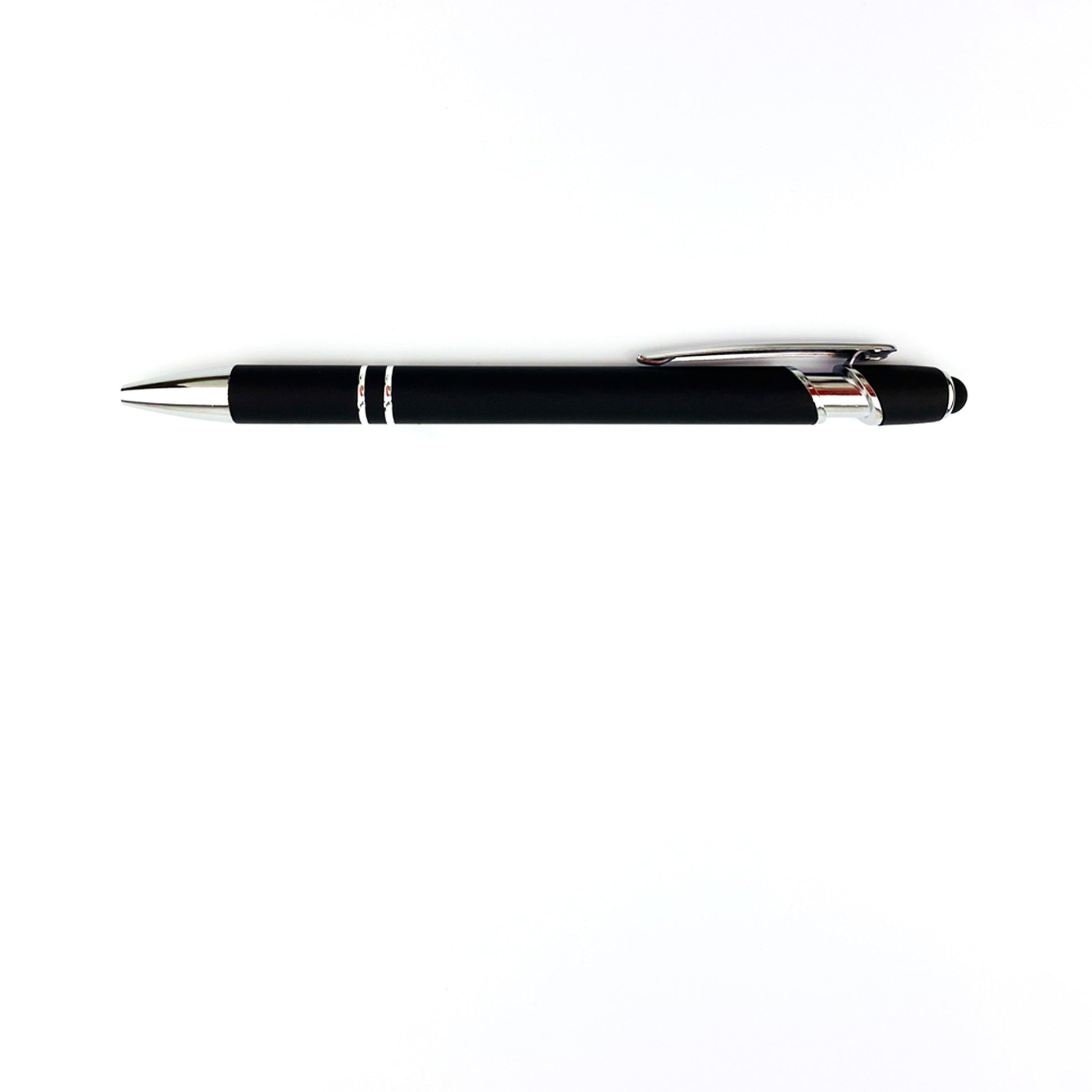 Black pen with silver accents on a white background for single sided engraving