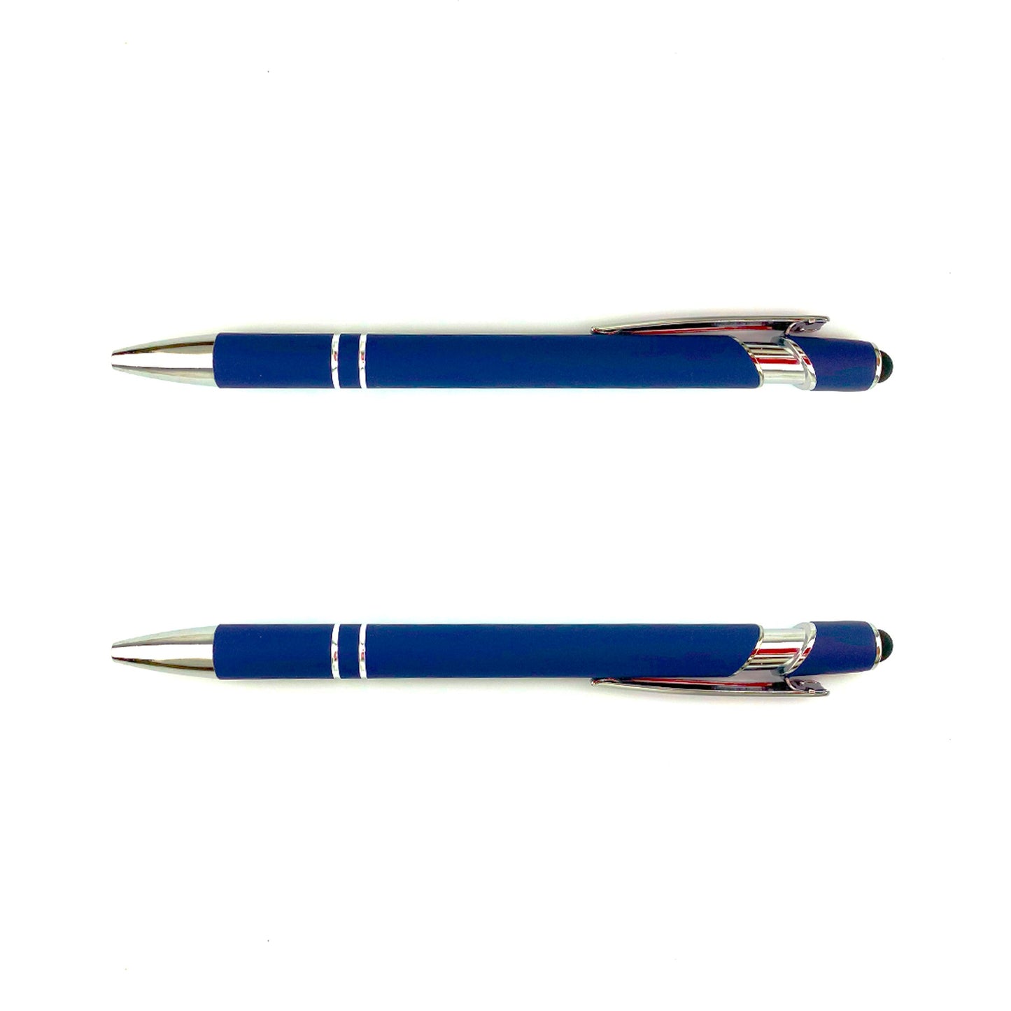 Navy blue pen front side and back side clip up and clip down