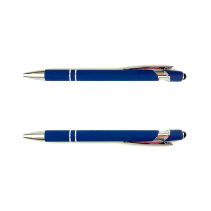 Navy blue pen front side and back side clip up and clip down