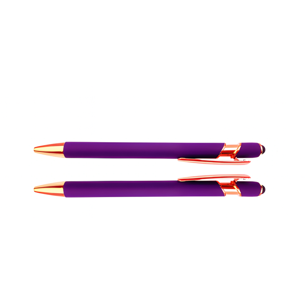 Purple customizable pen, front and back design view