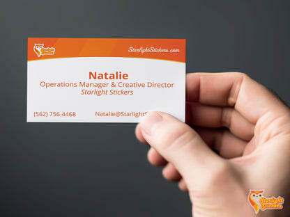 Hand holding horizontal business card