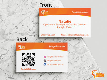 Front and back of horizontal business cards