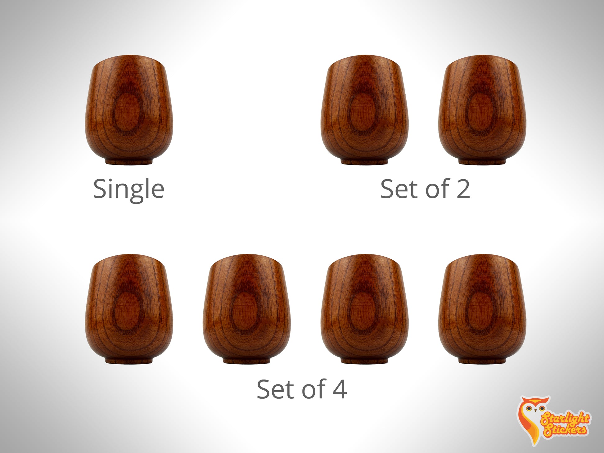 Image displaying options for cup sets: single cup, set of 2, and set of 4