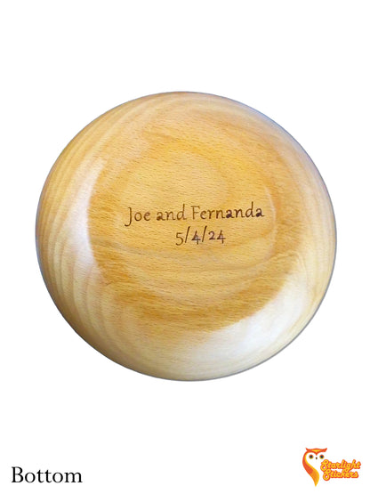 Bottom of the bowl engraved with; "Joe and Fernanda". 