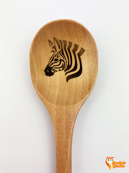 Engraved spoon of a zebra