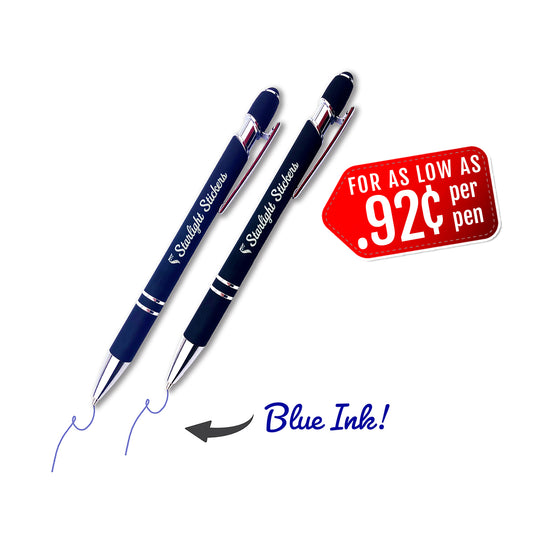 Bulk Custom Pens with Blue Ink - Laser Engraved Personalized Pen