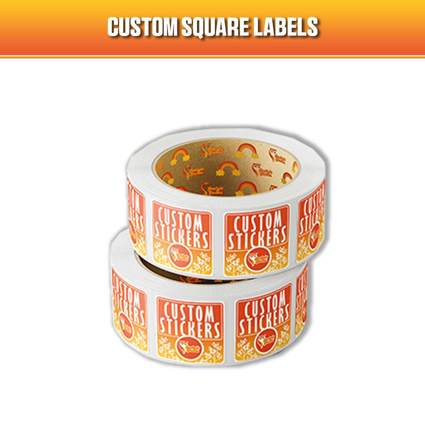 Custom square label thumbnail, featuring two square label rolls.