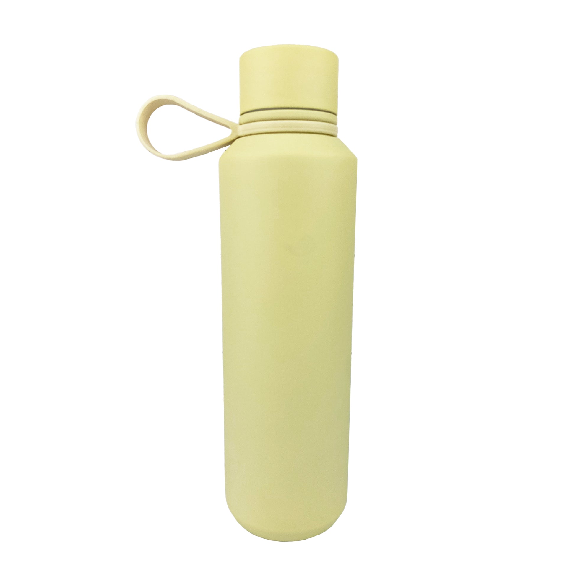 Yellow tumbler with a white background. 