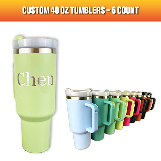 Custom 40oz tumbler thumbnail, featuring all tumbler colors. 
