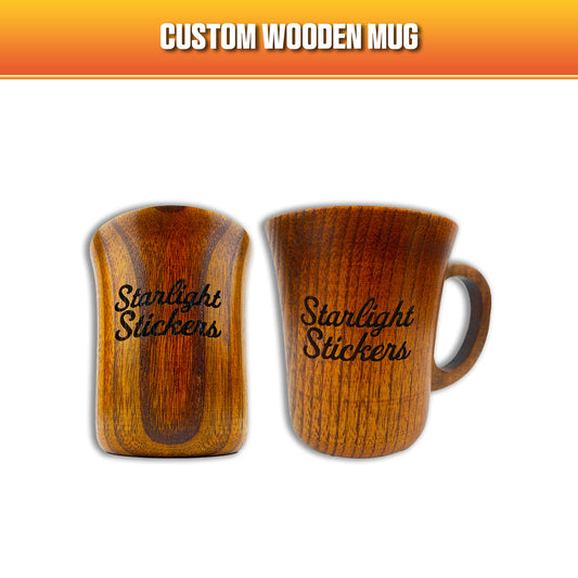 Custom wooden mug thumbnail, featuring 2 engraved wooden mugs. 