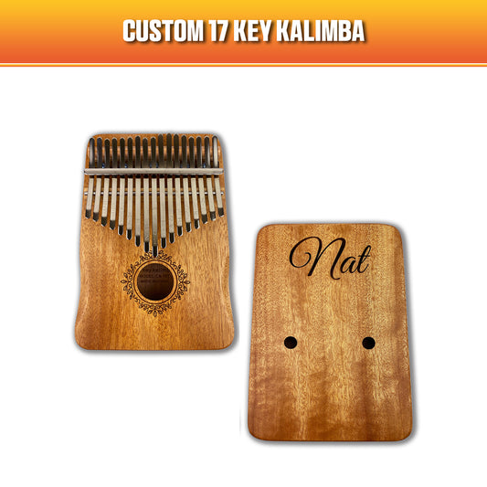 Custom 17 key kalimba thumbnail, featuring the front and back of a kalimba. 
