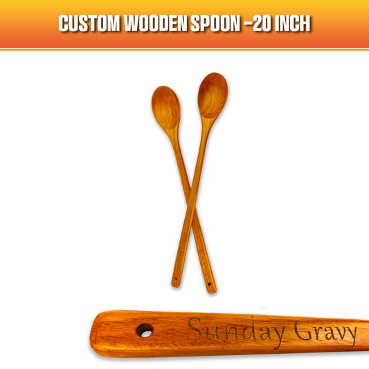 Custom 20 inch wooden spoon, featuring two wooden spoon.