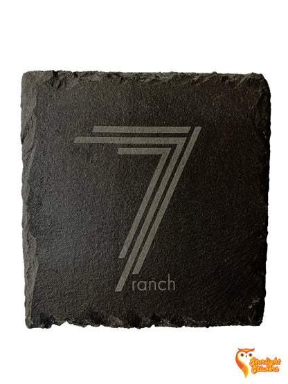 One square coaster engraved with "7 ranch" logo. 