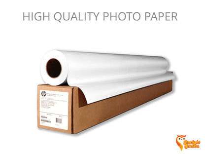 High quality photo paper, featuring a photo of a roll of printing paper. 