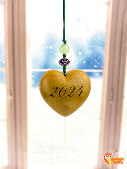 Custom Engraved Heart-Shaped Wooden Ornaments – Set of 4