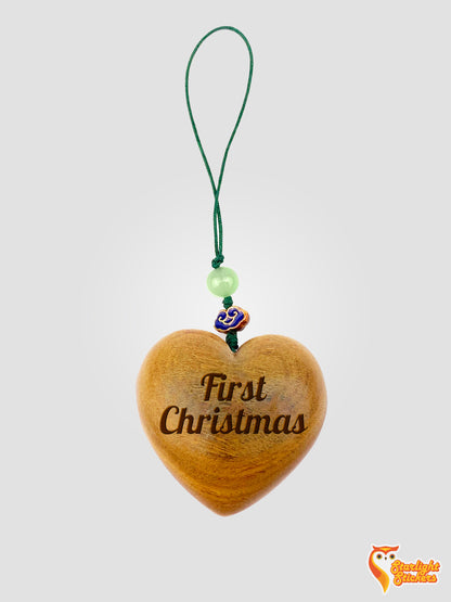 Custom Engraved Heart-Shaped Wooden Ornaments – Set of 4