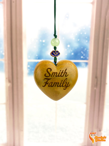 Custom Engraved Heart-Shaped Wooden Ornaments – Set of 4