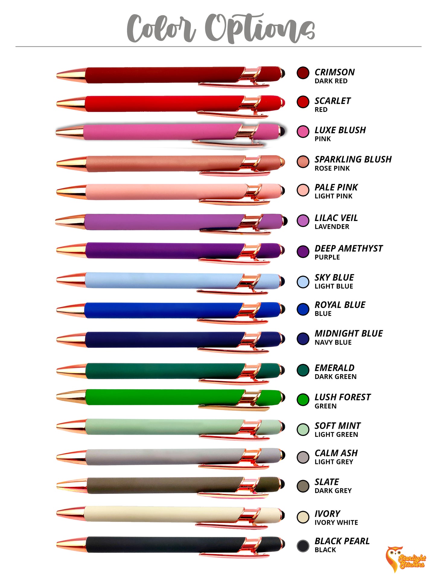 Rose Gold Laser Engraved Custom Pens with Stylus