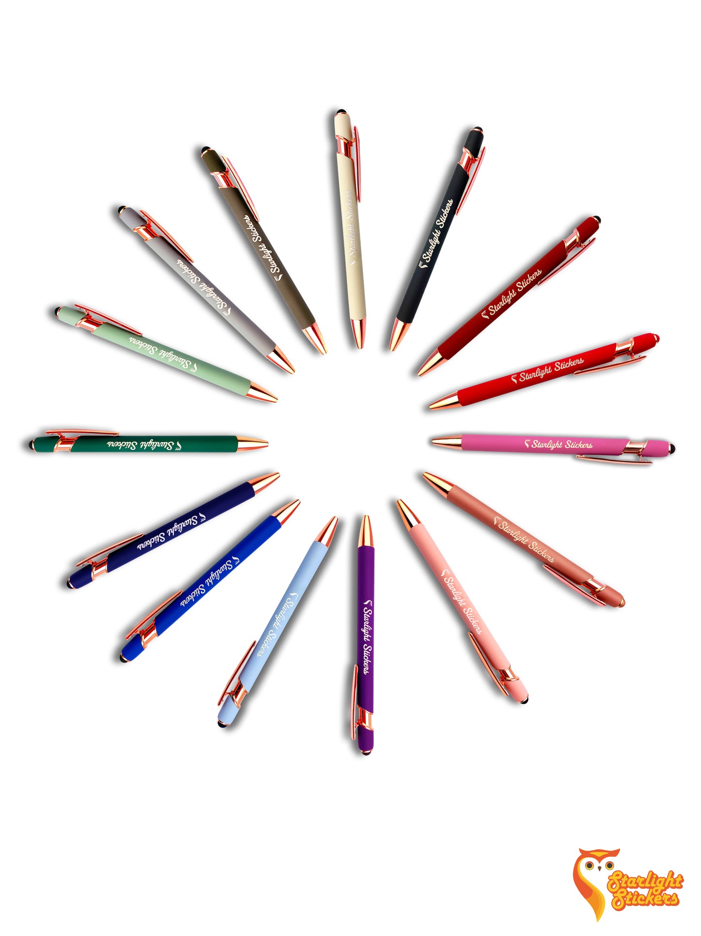 Rose Gold Laser Engraved Custom Pens with Stylus