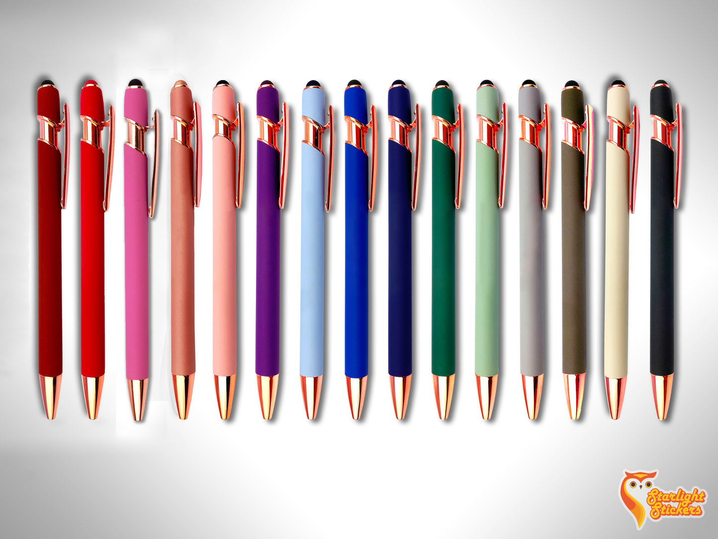 Rose Gold Laser Engraved Custom Pens with Stylus
