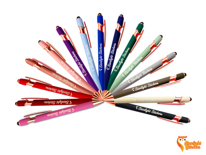 Rose Gold Laser Engraved Custom Pens with Stylus