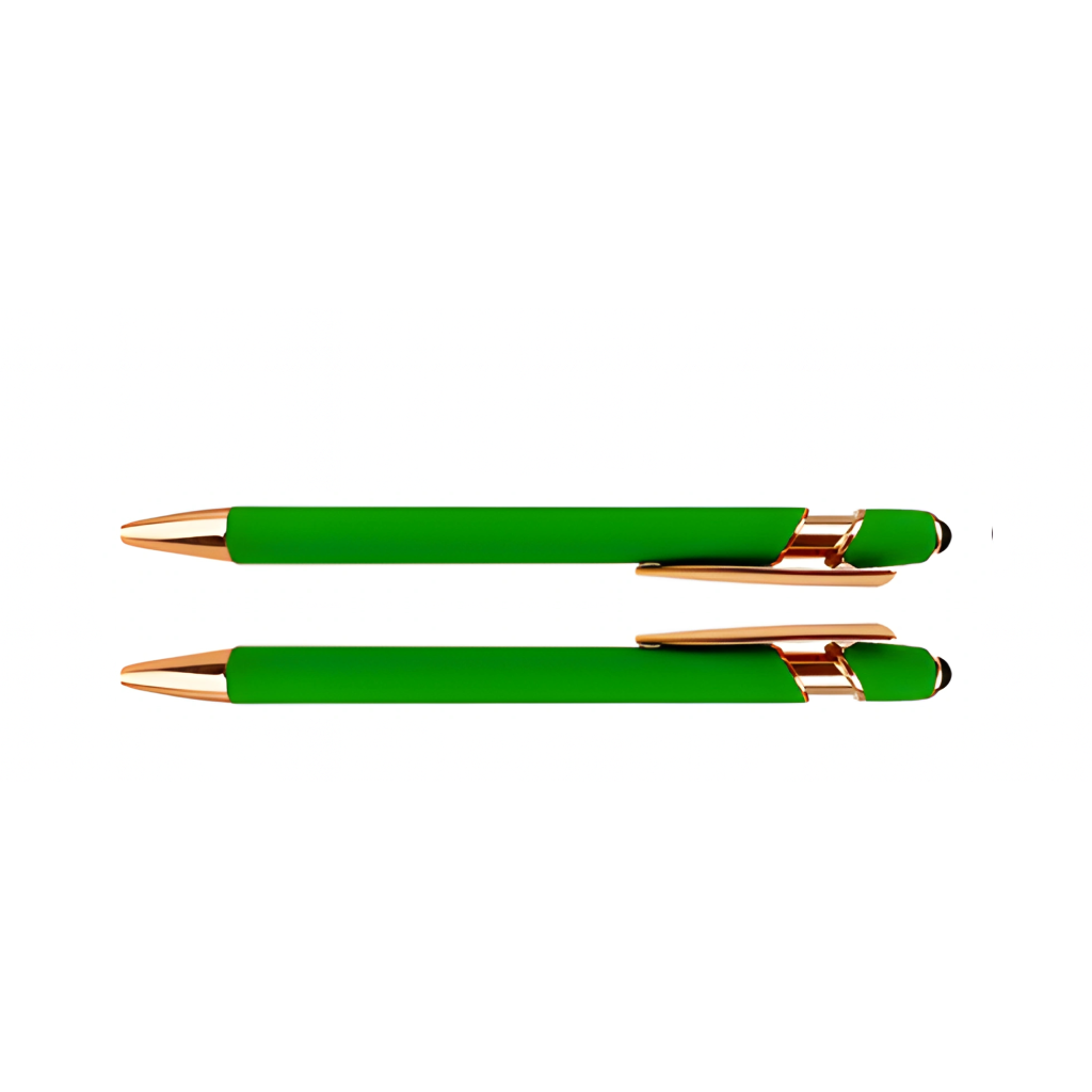 Green customizable pen, front and back design view