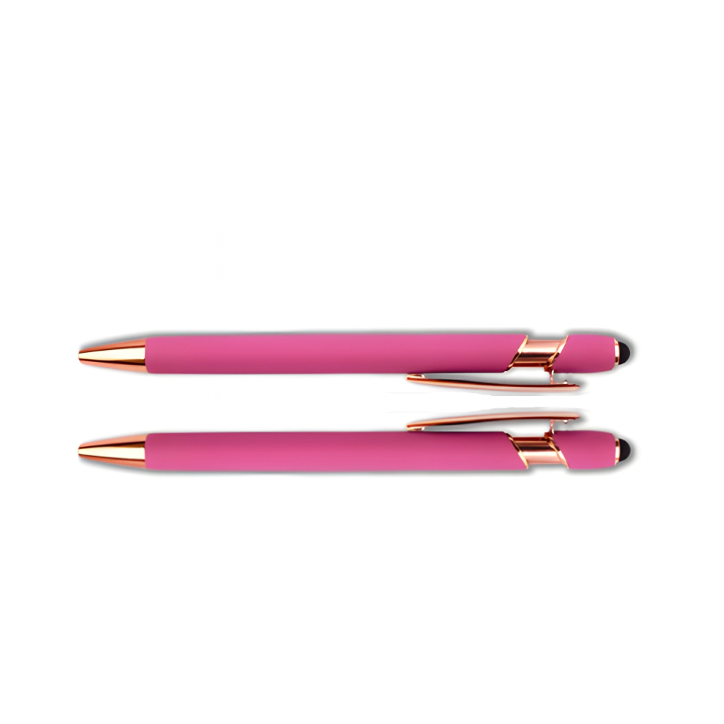 Pink customizable pen, front and back design view