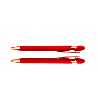 Red customizable pen, front and back design view