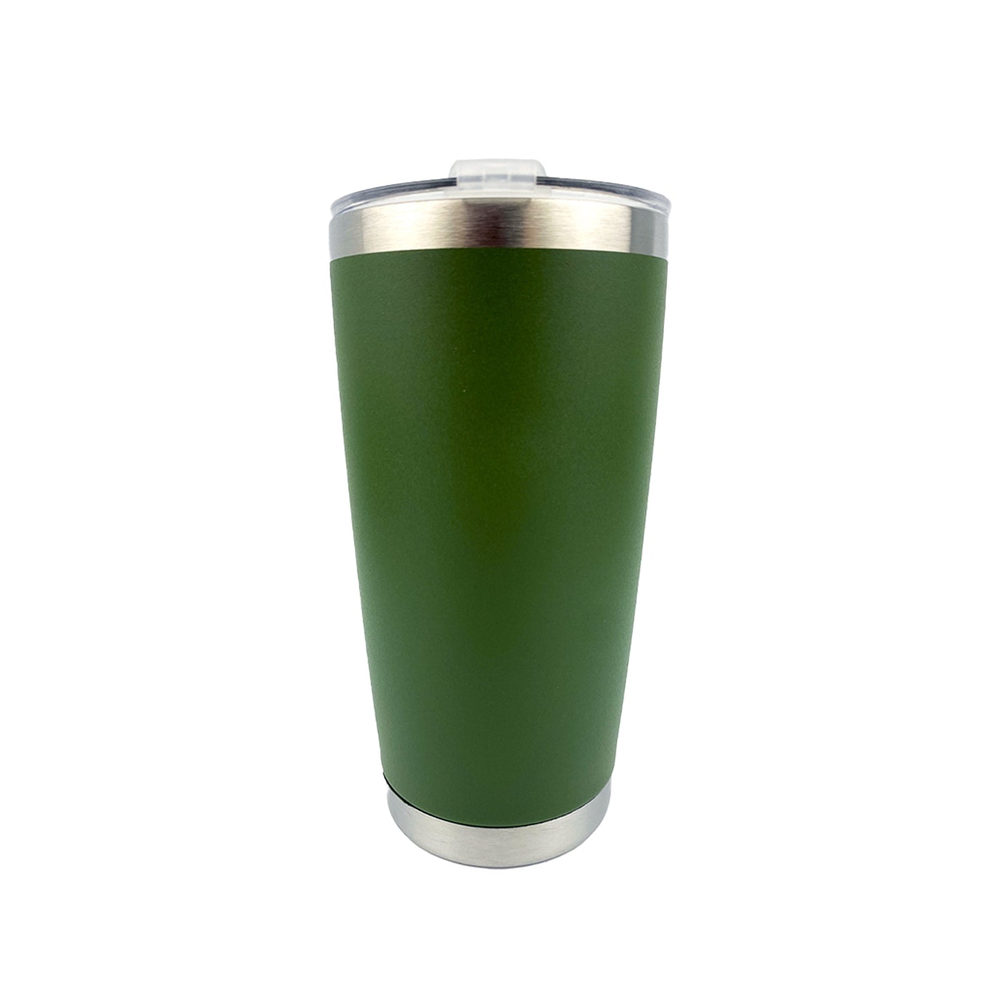 Olive Green tumbler with white background. 