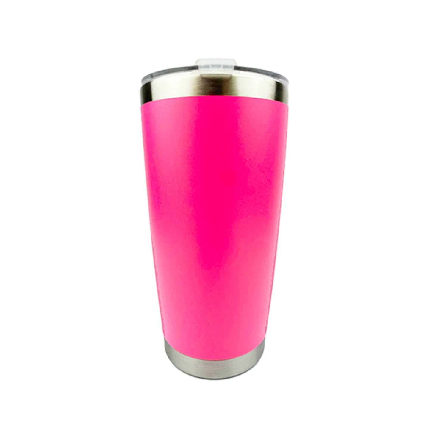 Hot Pink tumbler with white background. 