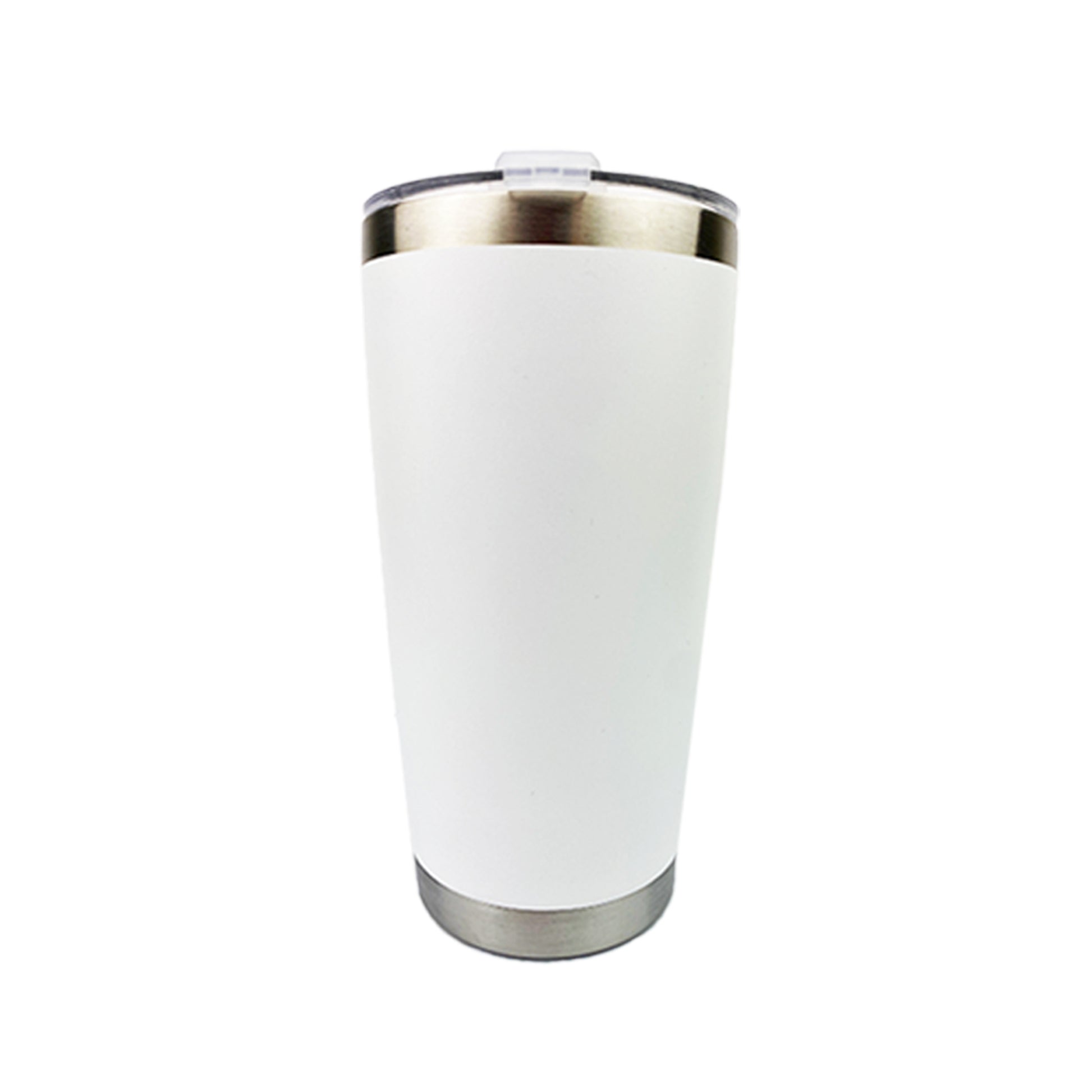 White tumbler with white background. 