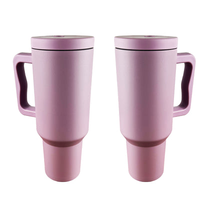 2 lavender tumblers on a white background. 