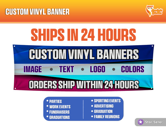 Custom Vinyl Banner - Great for parties, graduations, work events, reunions, advertising and more!